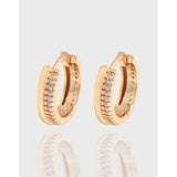 Zircon Single Loop Earrings, 925 Sterling Silver, Female Texture