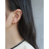 Zircon Single Loop Earrings, 925 Sterling Silver, Female Texture