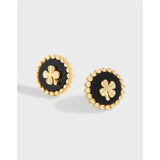 925 Sterling Silver Clover Seal Earrings