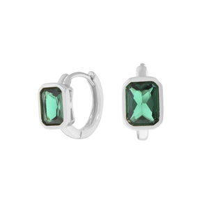 Geometric Emerald Zircon Earrings, 925 Silver, Female Texture