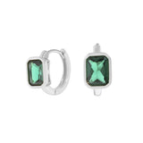 Geometric Emerald Zircon Earrings, 925 Silver, Female Texture