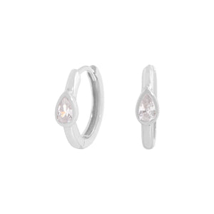 Geometric Water Drop Zircon Ear Buckle, 925 Sterling Silver