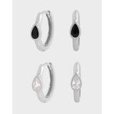 Geometric Water Drop Zircon Ear Buckle, 925 Sterling Silver