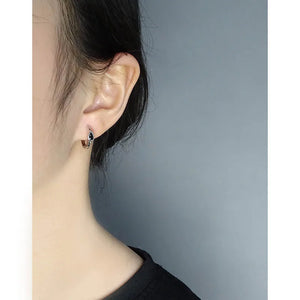 Geometric Water Drop Zircon Ear Buckle, 925 Sterling Silver