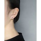 Geometric Water Drop Zircon Ear Buckle, 925 Sterling Silver