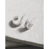 Half Circle Flash Sand Earrings, 925 Sterling Silver