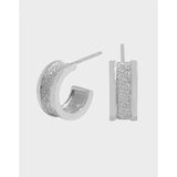 Half Circle Flash Sand Earrings, 925 Sterling Silver