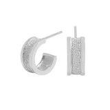 Half Circle Flash Sand Earrings, 925 Sterling Silver