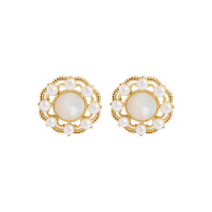 Small & Design Pearl Shell Garland Earrings, 925 Silver, Female Texture