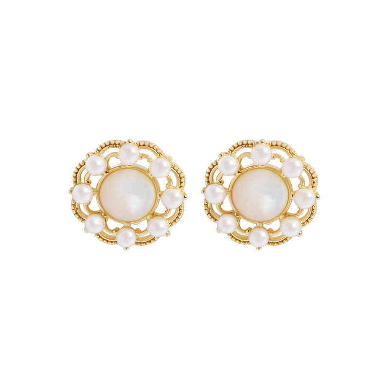Small & Design Pearl Shell Garland Earrings, 925 Silver, Female Texture