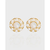 Small & Design Pearl Shell Garland Earrings, 925 Silver, Female Texture