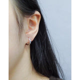 Pleated Texture Letter D Earrings 925 Sterling Silver Female Earrings