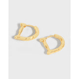 Pleated Texture Letter D Earrings 925 Sterling Silver Female Earrings