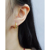 Pleated Texture Letter D Earrings 925 Sterling Silver Female Earrings