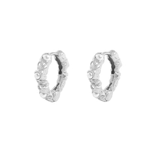 Small Pleated Texture Pearl Earrings 925 Sterling Silver