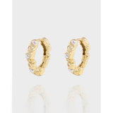 Small Pleated Texture Pearl Earrings 925 Sterling Silver