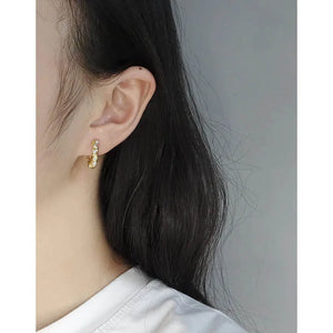 Small Pleated Texture Pearl Earrings 925 Sterling Silver