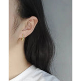 Small Pleated Texture Pearl Earrings 925 Sterling Silver
