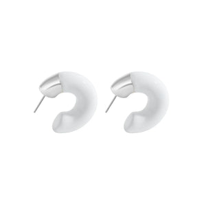 Small & Design, Thick Loop Drop Glaze Earrings, 925 Sterling Silver