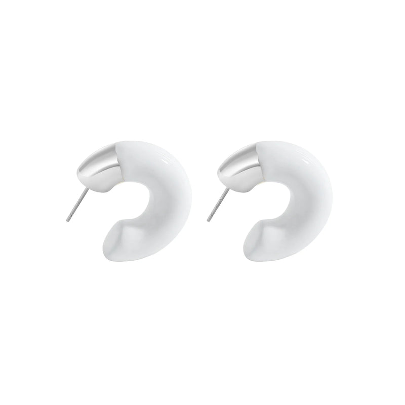 Small & Design, Thick Loop Drop Glaze Earrings, 925 Sterling Silver