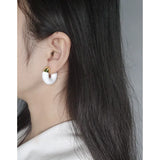 Small & Design, Thick Loop Drop Glaze Earrings, 925 Sterling Silver