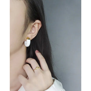 Small & Design, Thick Loop Drop Glaze Earrings, 925 Sterling Silver
