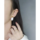 Small & Design, Thick Loop Drop Glaze Earrings, 925 Sterling Silver