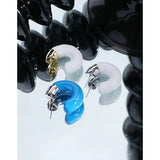 Small & Design, Thick Loop Drop Glaze Earrings, 925 Sterling Silver