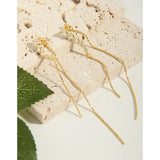 Small Zircon Chain Tassel Earrings 925 Silver