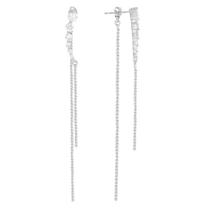 Small Zircon Chain Tassel Earrings 925 Silver