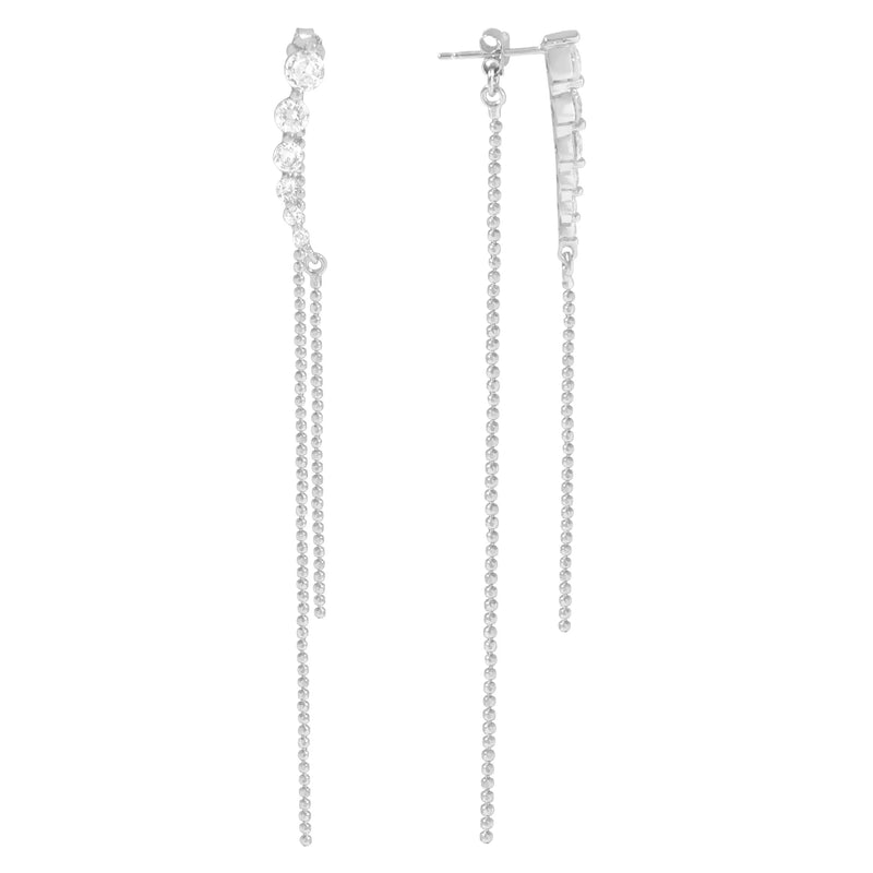 Small Zircon Chain Tassel Earrings 925 Silver