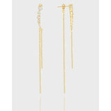Small Zircon Chain Tassel Earrings 925 Silver
