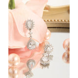 Versatile Zircon & Silver Glitter Earrings, 925 Sterling Silver