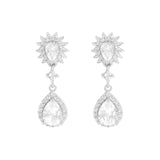 Versatile Zircon & Silver Glitter Earrings, 925 Sterling Silver
