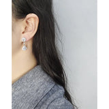 Versatile Zircon & Silver Glitter Earrings, 925 Sterling Silver