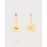 925 Silver Asymmetric Floral Star Earrings