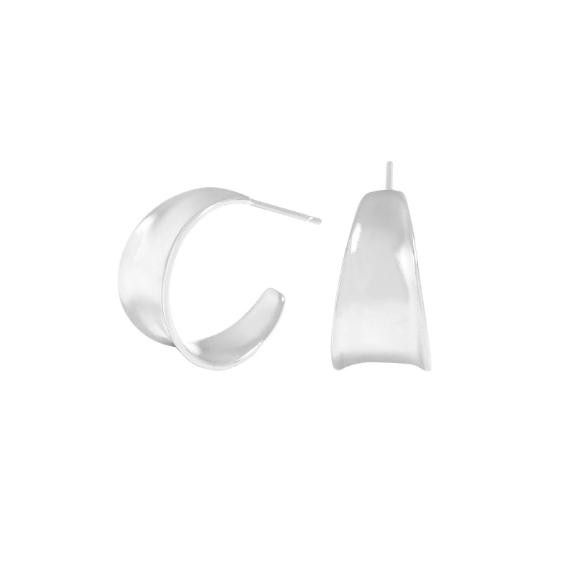 Irregular Wide Face Matte Earstuds 925 Sterling Silver