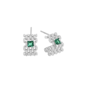 925 Sterling Silver Irregular Plaid Earrings