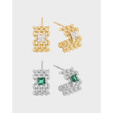 925 Sterling Silver Irregular Plaid Earrings