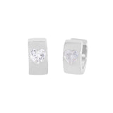 Zircon Wide Face Earrings 925 Sterling Silver Women's Texture