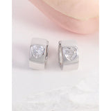 Zircon Wide Face Earrings 925 Sterling Silver Women's Texture