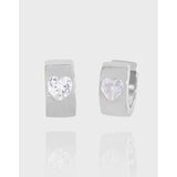 Zircon Wide Face Earrings 925 Sterling Silver Women's Texture