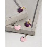 Purple Drop Glaze Love Earrings 925 Sterling Silver