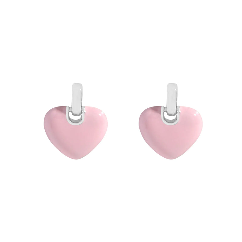 Purple Drop Glaze Love Earrings 925 Sterling Silver