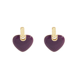Purple Drop Glaze Love Earrings 925 Sterling Silver