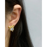 Small Sea Bowknot Zircon Earrings 925 Sterling Silver Female Earrings