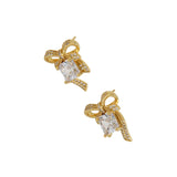 Small Sea Bowknot Zircon Earrings 925 Sterling Silver Female Earrings
