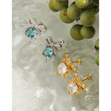 Small Sea Bowknot Zircon Earrings 925 Sterling Silver Female Earrings