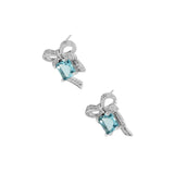 Small Sea Bowknot Zircon Earrings 925 Sterling Silver Female Earrings