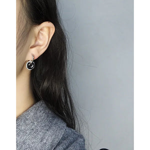 Star Moon Micro Set Zircon Drop Glaze Earrings 925 Silver